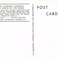 Where we are staying  - The House by the Road - 2X-122 postcard back.tif