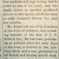 John West Evans death annoucement in The Tifton Gazette (January 22, 1904)