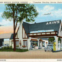 Akin Service Station Garage Postcard