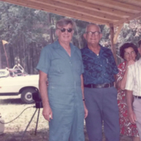 Judson Luther Hobby.Annie Bell and W C Garrett.Hopewell Church.Haman Reunion.1972.JPG