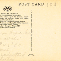 Where we are staying  - The House by the Road, Ashburn, Georgia - postcard back.tif