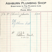 Ashburn Public Schools - Ashburn Plumbing Shop February 2, 1931.jpg