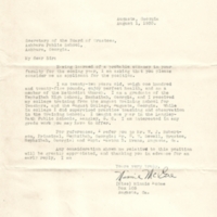 Letter from potential teacher [Miss Minnie McGee] to Secretary of the Board of Trustees Ashburn Public Schools requesting position - August 1, 1930 1.jpg