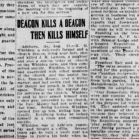 Deacon Kills a Deacon then Kills Himself - The Greenville News (SC) 27 Aug 1911 page 1.PNG