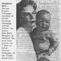 Betty Shingler Talmadge and Herman Eugene Talmadge Atlanta Constitution 14 Dec 1943 page 11.JPG