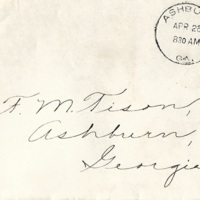 Letter from teacher [Mrs. J.C. McKnight] to FM Tison accepting position - April 25, 1934 envelope.jpg