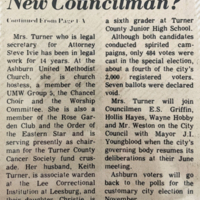 Turner County Project - Shirley Turner first female Ashburn City Council Member 5.31.1984 2.jpg