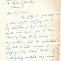 Letter from Laura Sue Hawkins to F.M. Tison accepting position (June 22, 1934)