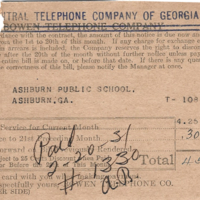 Ashburn Public Schools - Central Telephone Company of Georgia bill Jan 1931 2.jpg