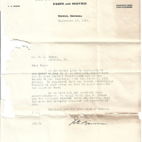Ashburn Public Schools - Letter from Tifton Buick Company to F.M. Tison - September 29, 1931.jpg