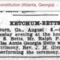 Marriage of Annie Georgia Betts to Ralph Ketchum - The ATL Constitution 7 Aug 1904.PNG