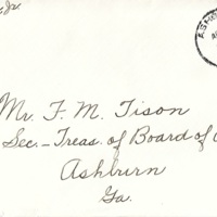Letter from teacher [Mrs. J. S. Shingler, Jr.] to FM Tison accepting position - April 12, 1934 envelope.jpg