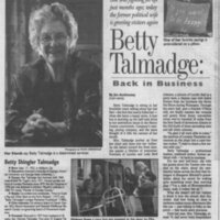 Betty Shingler Talmadge - Back in Business - Atlanta Constitution 21 May 1993 Page B [1 of 2].JPG