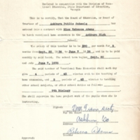 Teachers Contract Miss Rebecca Adanms Ashburn High 1936.jpg