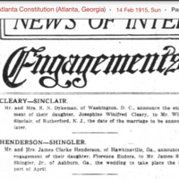 Engagement Announcement of Florence Eudora Henderson to James Simon Shingler Jr - The Atlanta Constitution 14 Feb 1915 page 2.PNG