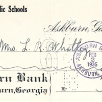 Ashburn Public Schools Bank Statement Checks - Feb 1, 1935 - Ck #2081 - Mrs. L. R. Whatley.jpg